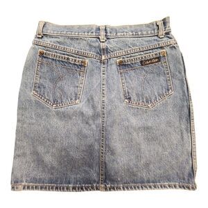 Vintage Y2K Denim Jean‎ Skirt Calvin Klein Size 11 2000's Mini Logo Pockets USA